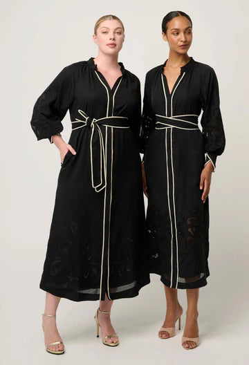 Rhea Embroidered Maxi Dress - Black - et seQ fashion
