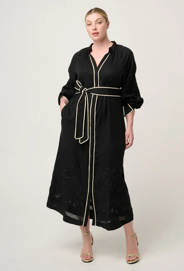 Rhea Embroidered Maxi Dress - Black - et seQ fashion