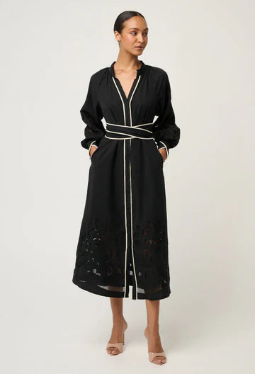 Rhea Embroidered Maxi Dress - Black - et seQ fashion