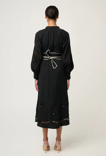 Rhea Embroidered Maxi Dress - Black - et seQ fashion