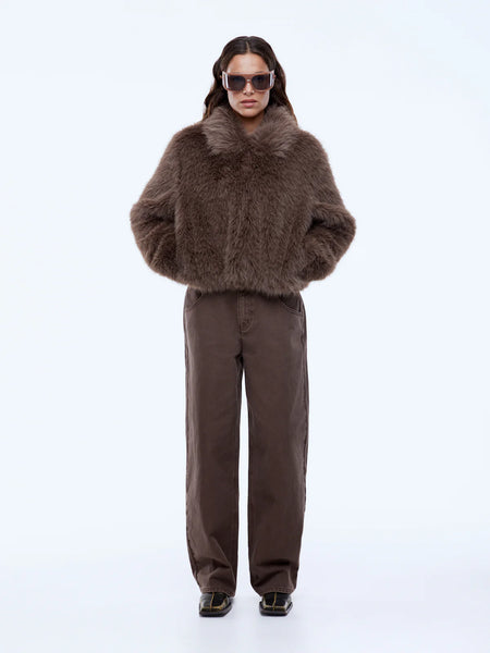 Charlie Faux Fur Jacket - Ash Brown - PRE ORDER