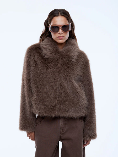Charlie Faux Fur Jacket - Ash Brown - PRE ORDER
