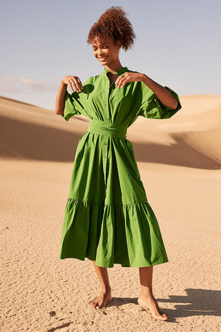 Dolman Midi Shirt Dress - Tourmaline Green
