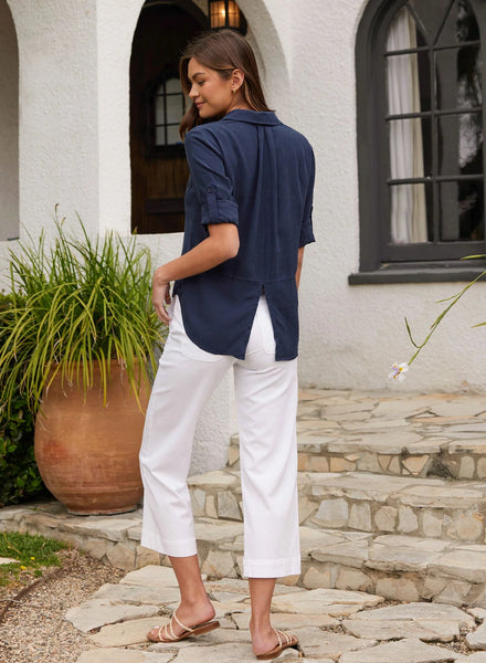 Split Back Button Down Shirt - Endless Sea - PRE ORDER