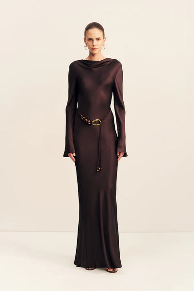 Agnes Long Sleeve Maxi Dress - Espresso - et seQ fashion