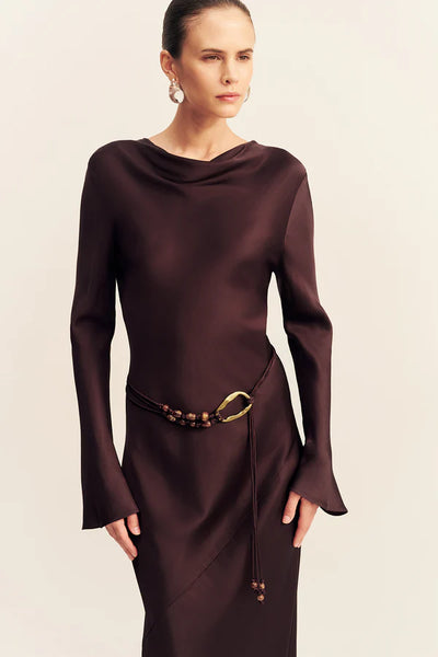 Agnes Long Sleeve Maxi Dress - Espresso - et seQ fashion