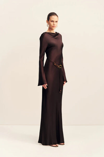 Agnes Long Sleeve Maxi Dress - Espresso - et seQ fashion
