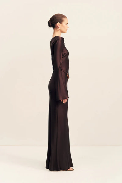 Agnes Long Sleeve Maxi Dress - Espresso - et seQ fashion