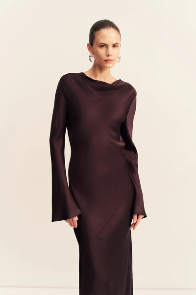Agnes Long Sleeve Maxi Dress - Espresso - et seQ fashion