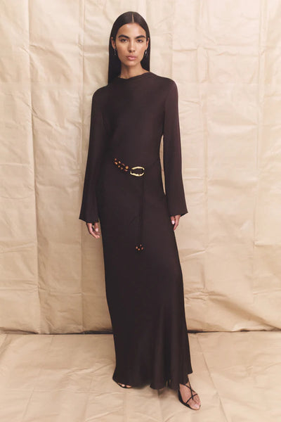 Agnes Long Sleeve Maxi Dress - Espresso - et seQ fashion