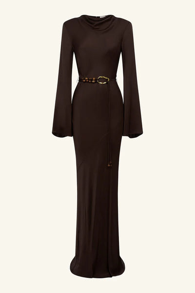 Agnes Long Sleeve Maxi Dress - Espresso - et seQ fashion