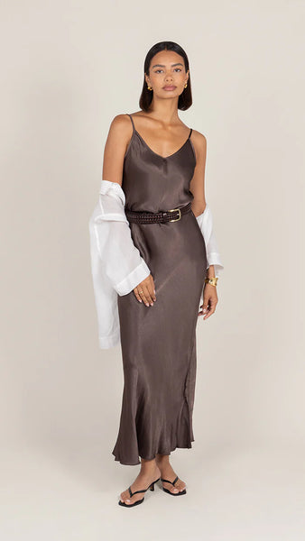 Lana Satin Dress - Espresso - et seQ fashion