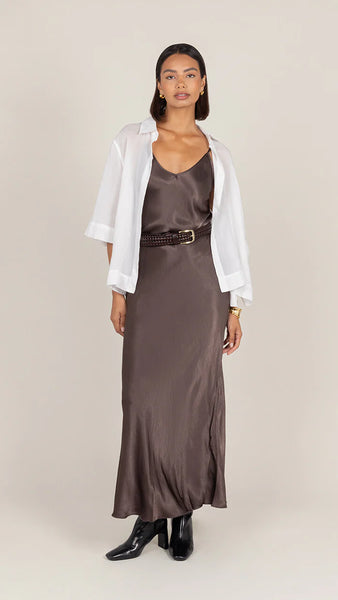 Lana Satin Dress - Espresso - et seQ fashion