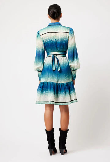Altair Cotton Silk Shirt Dress - Galaxy Print