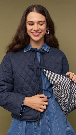 Joe Reversible Quilted Jacket - Navy/White - et seQ fashion