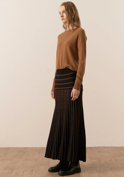 Gizelle Lurex Pleat Skirt - Black/Copper A FURTHER 15% OFF AUTOMATICALLY APPLIED AT CHECKOUT