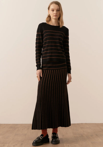 Gizelle Lurex Striped Knit - Black/Copper