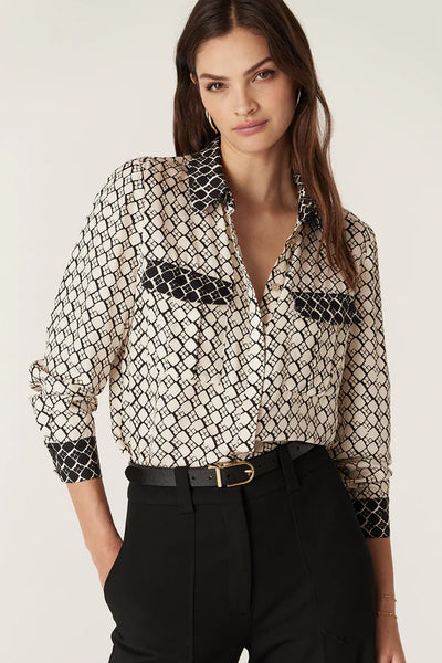 Hamilton Blouse - Ivory Geo Print - et seQ fashion