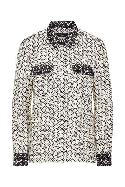 Hamilton Blouse - Ivory Geo Print - et seQ fashion