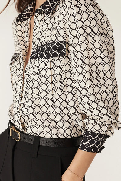 Hamilton Blouse - Ivory Geo Print - et seQ fashion