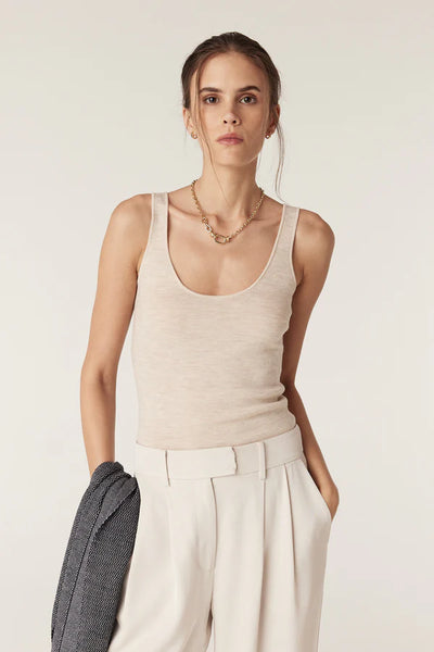 Superfine Merino Singlet - Oatmeal - et seQ fashion