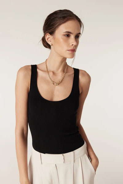 Superfine Merino Singlet - Black - et seQ fashion