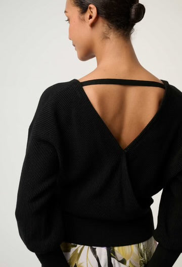Clarissa Merino Wool Blend Reversible Knit Top - Black - et seQ fashion