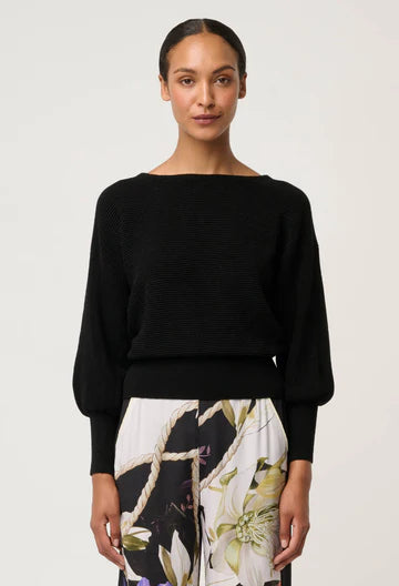 Clarissa Merino Wool Blend Reversible Knit Top - Black - et seQ fashion
