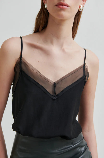 Diaz Sheer Detail Cami Top - Black - et seQ fashion