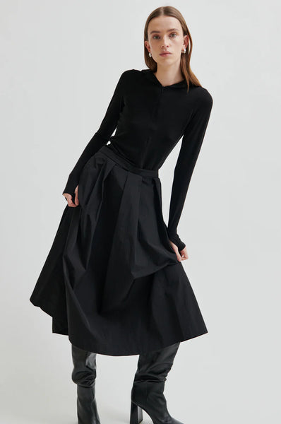 Niline Taffeta A-Line Skirt - Black - et seQ fashion