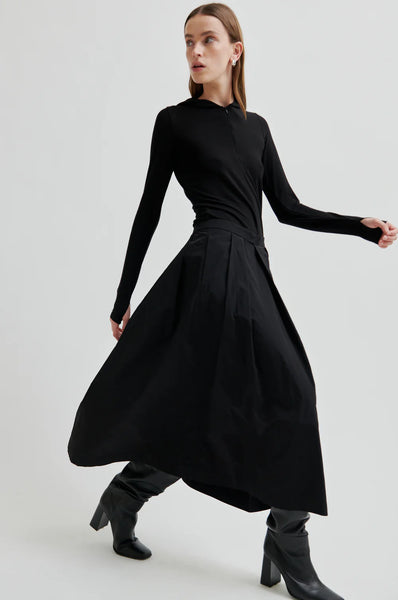 Niline Taffeta A-Line Skirt - Black - et seQ fashion