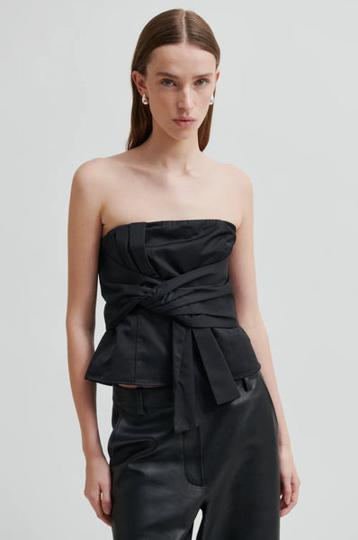 Bow Detail Bodice Top - Black - et seQ fashion