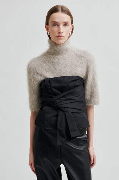 Bow Detail Bodice Top - Black - et seQ fashion