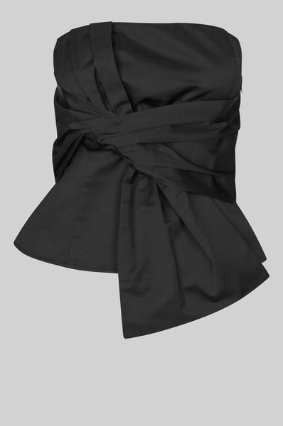 Bow Detail Bodice Top - Black - et seQ fashion