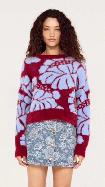 Amara Intarsia Knit - Wine/Blue Bell Floral - et seQ fashion