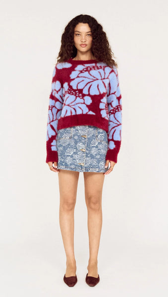Amara Intarsia Knit - Wine/Blue Bell Floral - et seQ fashion