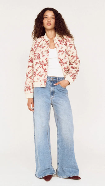 Leona Puffer Jacket - Wine/Cream Floral - et seQ fashion