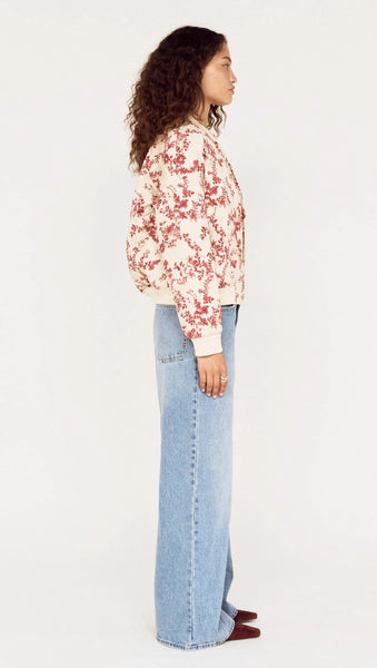 Leona Puffer Jacket - Wine/Cream Floral - et seQ fashion