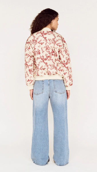 Leona Puffer Jacket - Wine/Cream Floral - et seQ fashion