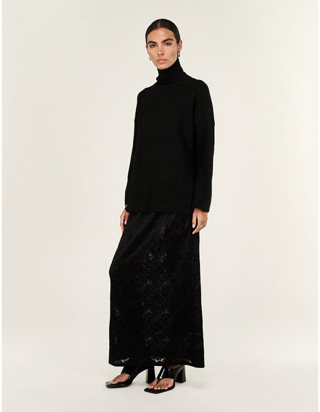 Astrid Sheer Lace Maxi Skirt - Black - et seQ fashion