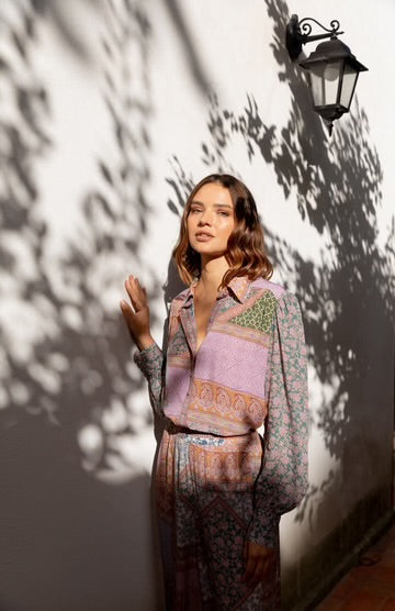 Caroline Blouse - Multi Floral Geometric Print - et seQ fashion