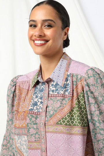 Caroline Blouse - Multi Floral Geometric Print - et seQ fashion