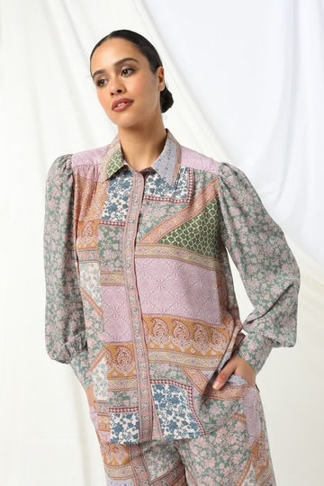 Caroline Blouse - Multi Floral Geometric Print - et seQ fashion