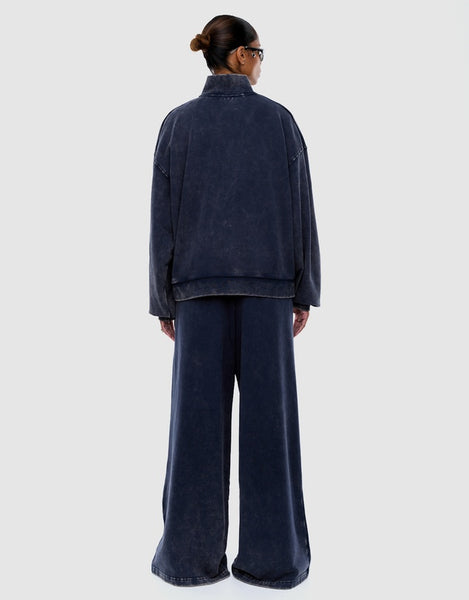 Asher Quarter Zip Through Sweater - Washed Ink