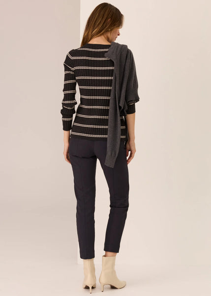 Tate Henley Knit - Charcoal/White Stripe - et seQ fashion