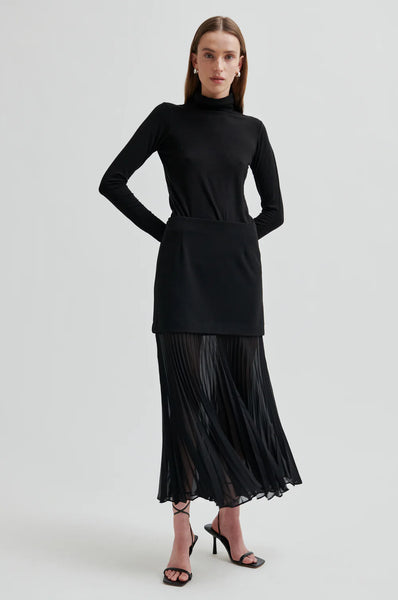 Koa Sheer Pleat Skirt - Black - et seQ fashion