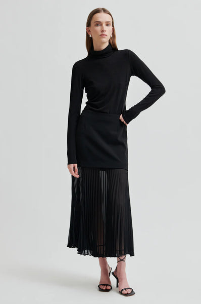 Koa Sheer Pleat Skirt - Black - et seQ fashion