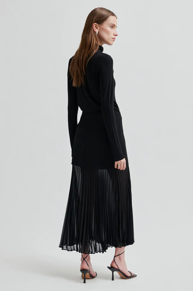 Koa Sheer Pleat Skirt - Black - et seQ fashion
