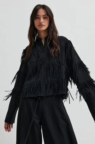Dancing Fringe Shirt - Black - et seQ fashion