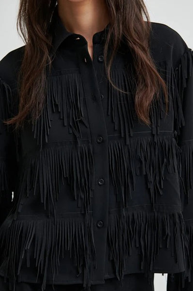 Dancing Fringe Shirt - Black - et seQ fashion